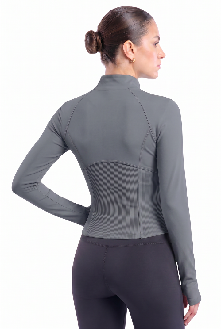 Signature Jacket Off Grey - casaca deportiva mujer - Ropa deportiva mujer -Alphafit