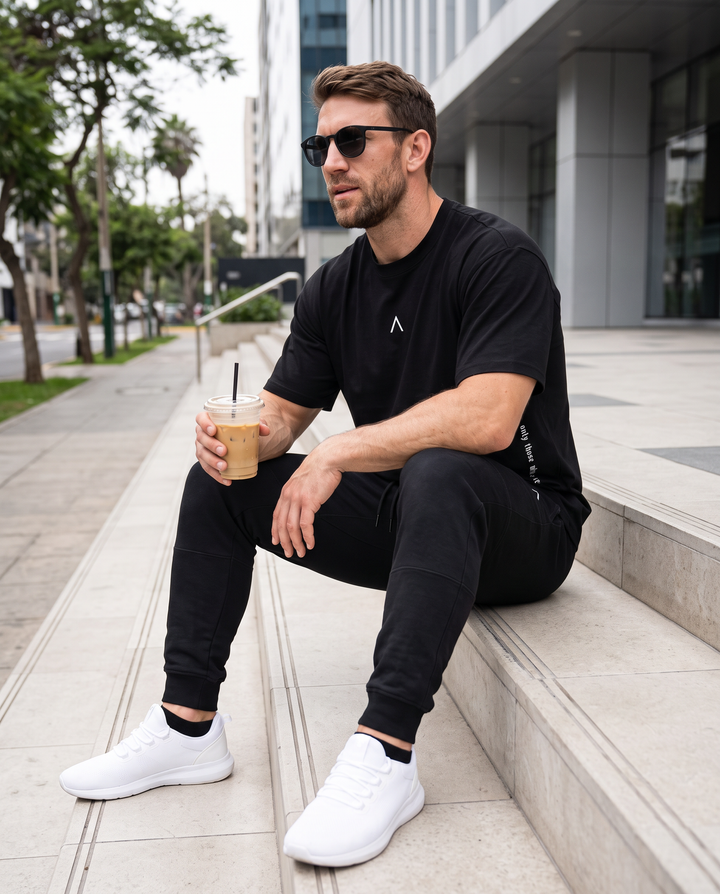 Polo Oversize Black - Polo Oversize hombre - Ropa deportiva hombre - Alphafit