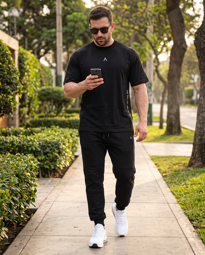 Polo Oversize Black - Polo Oversize hombre - Ropa deportiva hombre - Alphafit