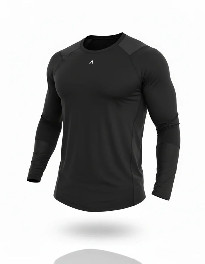 Velocity Polo Deportivo Black - Polo Deportivo Manga Larga Hombre - Ropa deportiva hombre -Alphafit