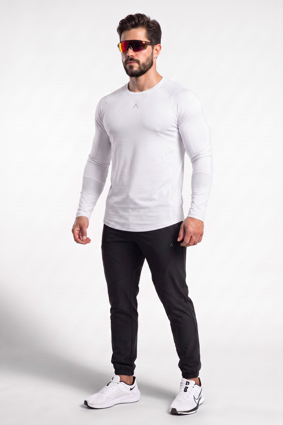 Velocity Polo Deportivo White - Polo Deportivo Manga Larga Hombre - Ropa deportiva hombre -Alphafit