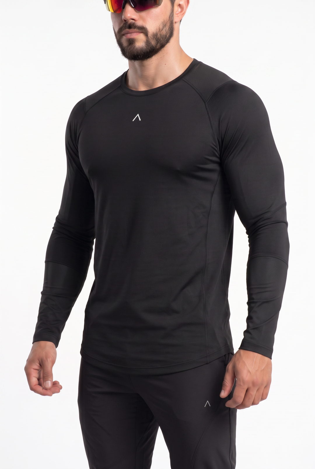 Velocity Polo Deportivo Black - Polo Deportivo Manga Larga Hombre - Ropa deportiva hombre -Alphafit