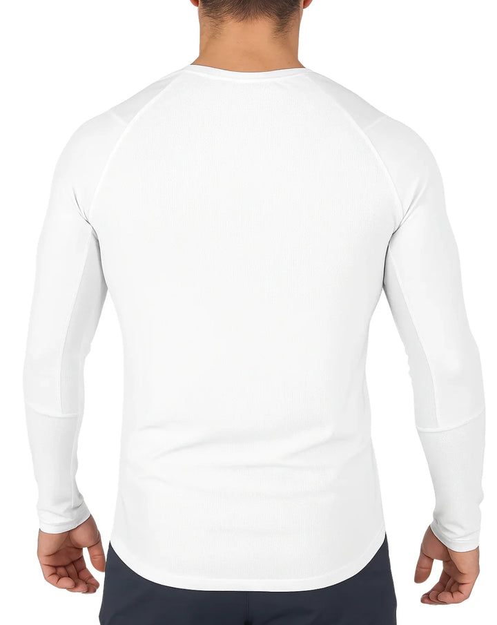 Velocity Polo Deportivo White - Polo Deportivo Manga Larga Hombre - Ropa deportiva hombre -Alphafit
