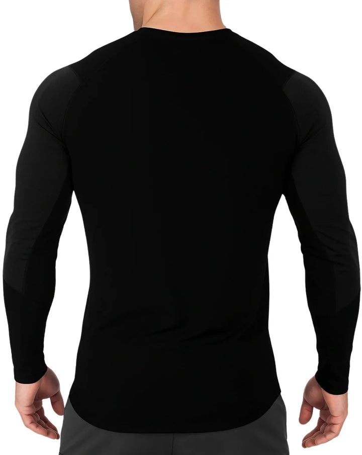 Velocity Polo Deportivo Black - Polo Deportivo Manga Larga Hombre - Ropa deportiva hombre -Alphafit