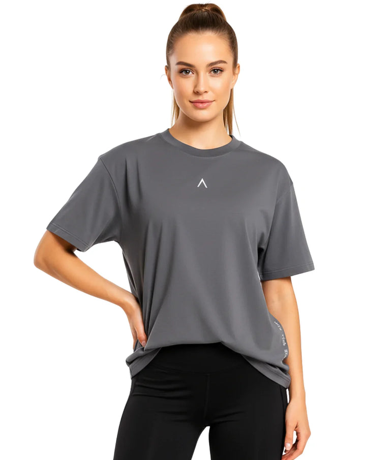 Polo Oversize Grey - Polo oversize mujer - Ropa deportiva mujer -Alphafit