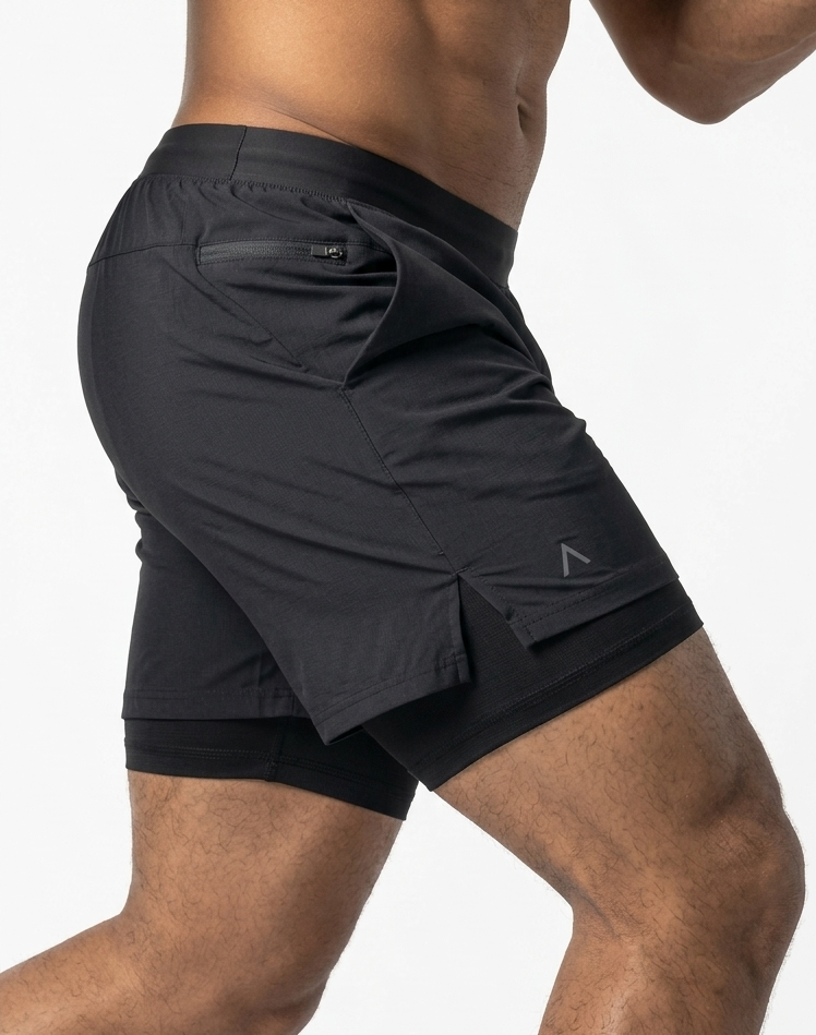 Runtech Short Black - Short Deportivo Hombre - Ropa deportiva hombre -Alphafit