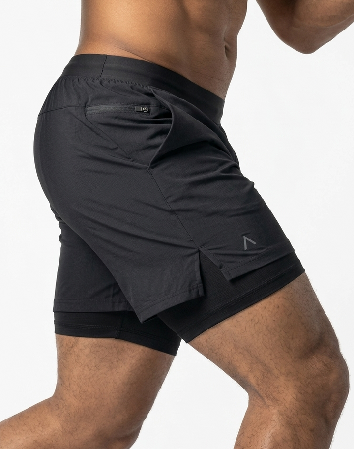 Runtech Short Black - Short Deportivo Hombre - Ropa deportiva hombre -Alphafit