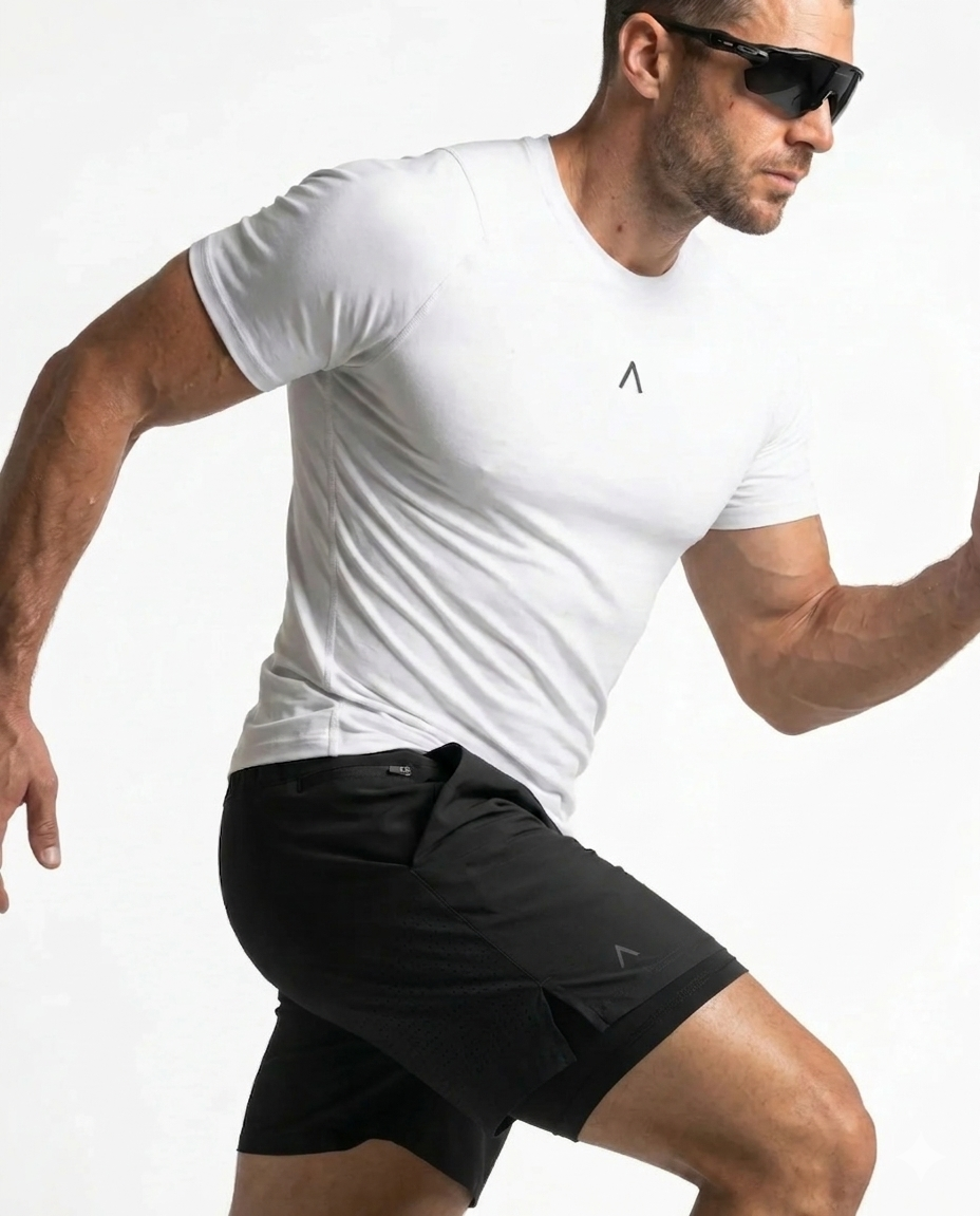 Runtech Short Black - Short Deportivo Hombre - Ropa deportiva hombre -Alphafit