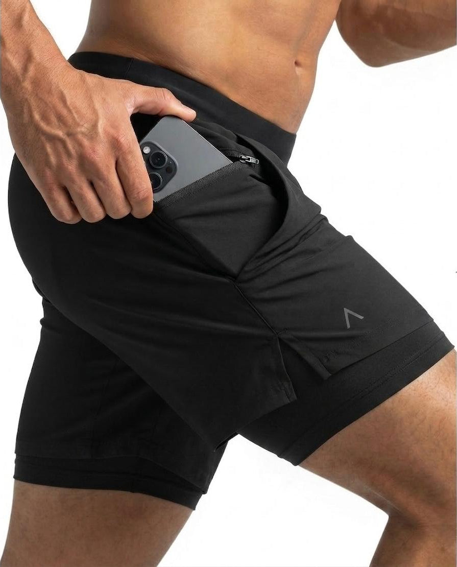 Runtech Short Black - Short Deportivo Hombre - Ropa deportiva hombre -Alphafit
